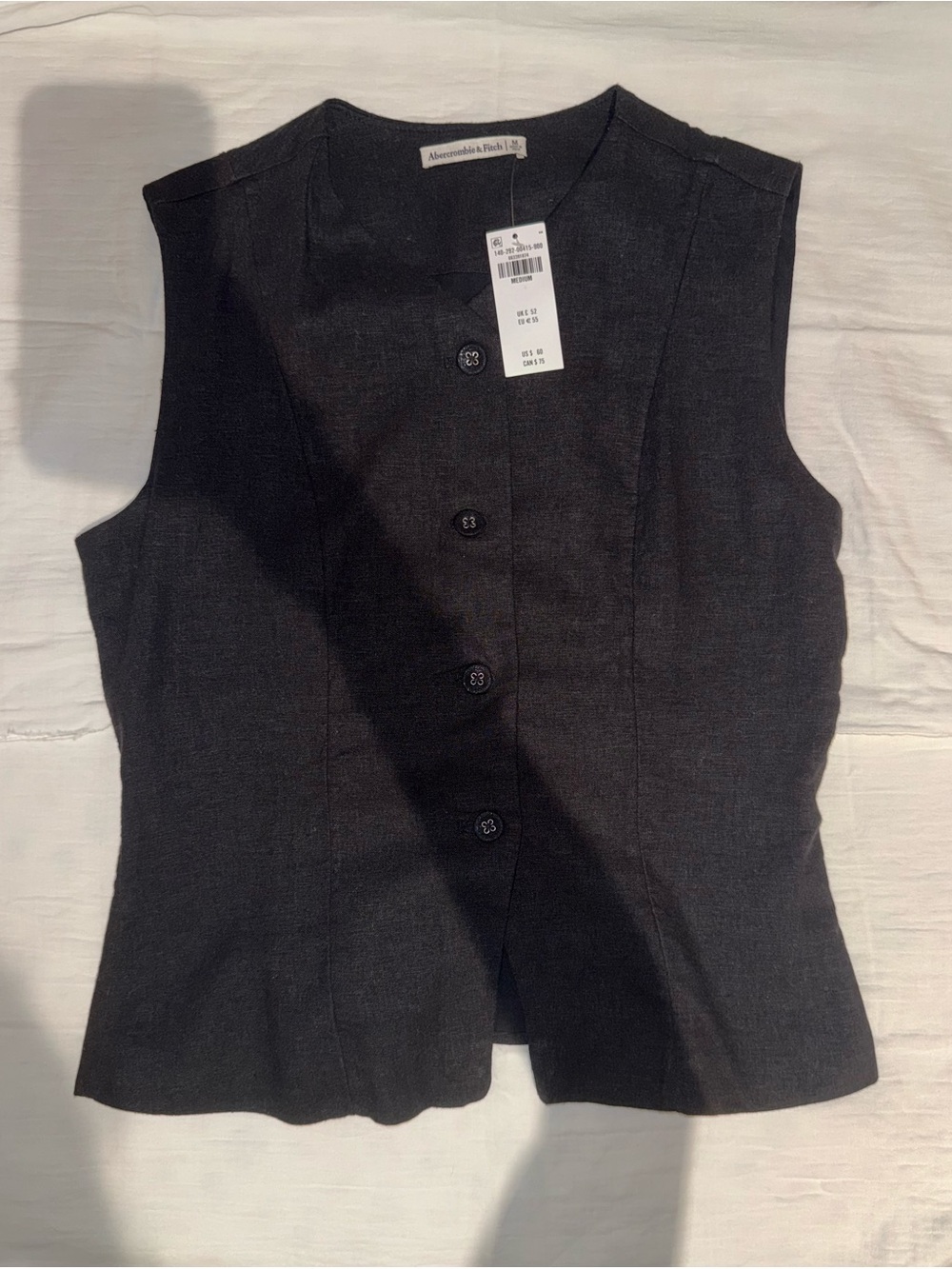 Abercrombie & Fitch Dark Gray Sleeveless Button Vest